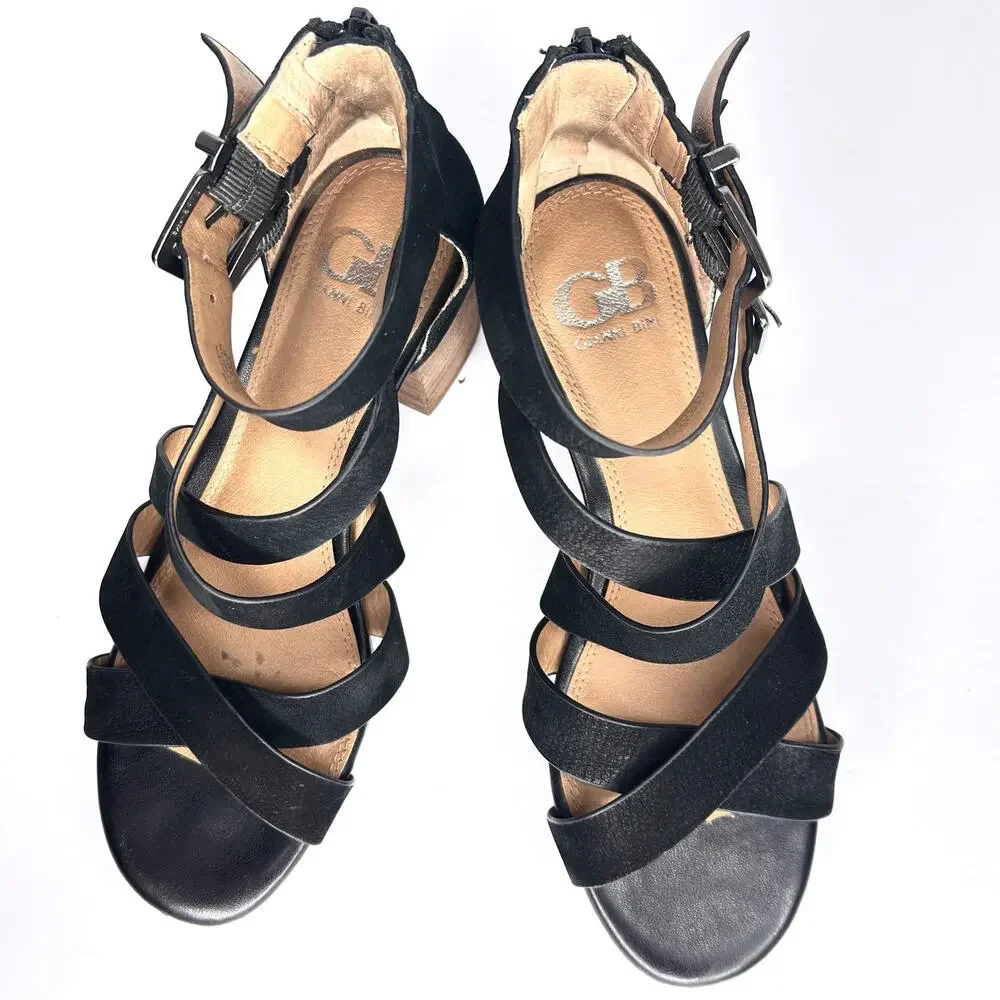 GIANNI BINI Size 6.5 US Suede Leather Strappy Block Heel Sandals